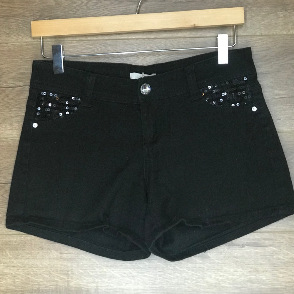 Bongo Black Denim Sequin Pocket Shorts Junior Size 3